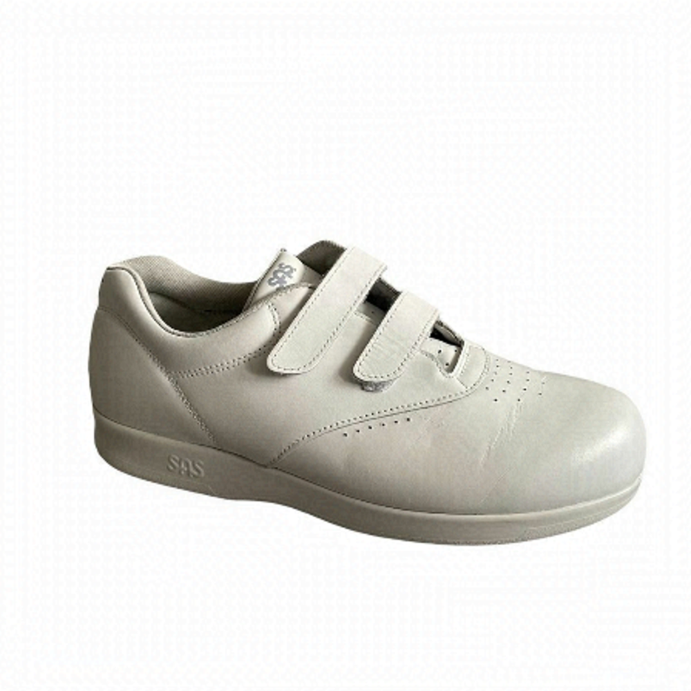 Sas Me Too Leather Casual Walking Shoe Velcro Straps White 8.5W